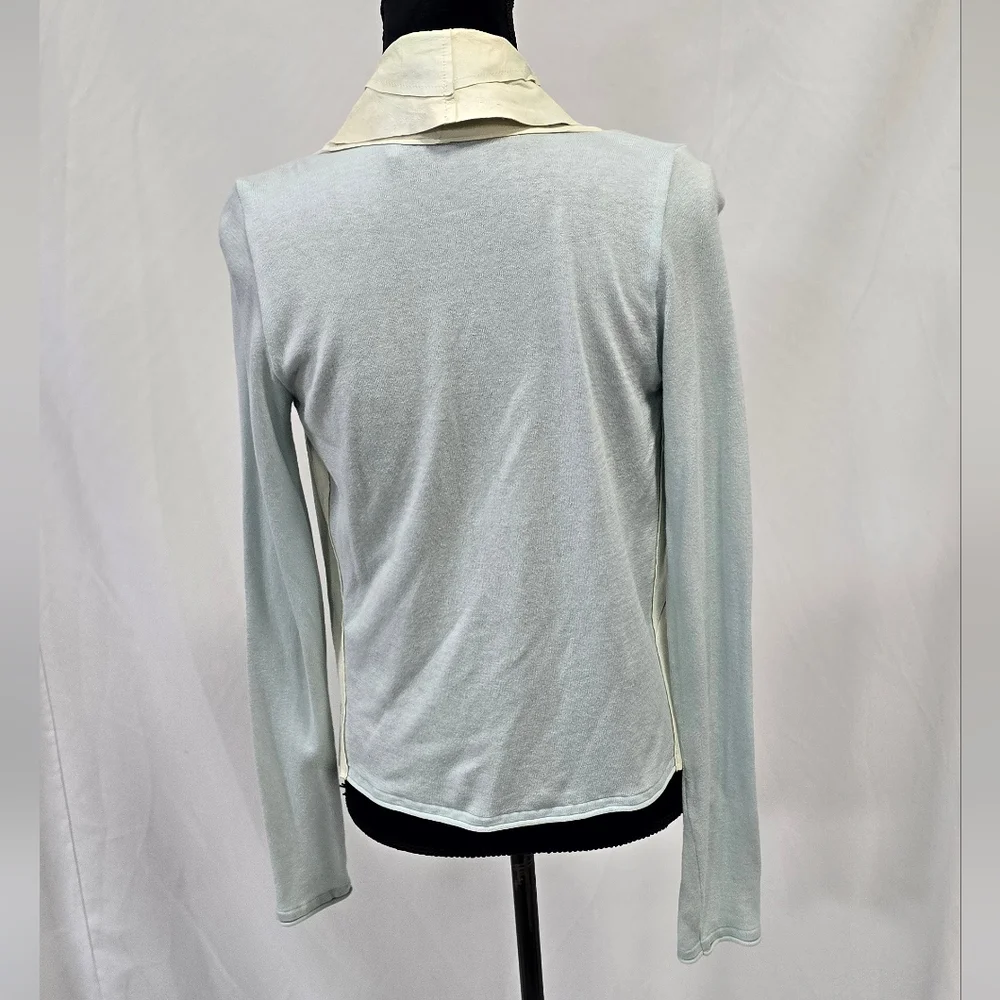 Elie Tahari women XS lamb suede trim knit open cardigan lagenlook boho artsy‎